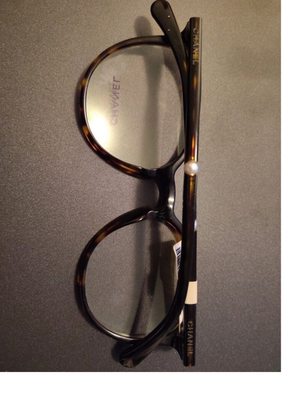 CHANEL women’s Tortoiseshell Round Glasses with Pearl Temple Accent - Brown